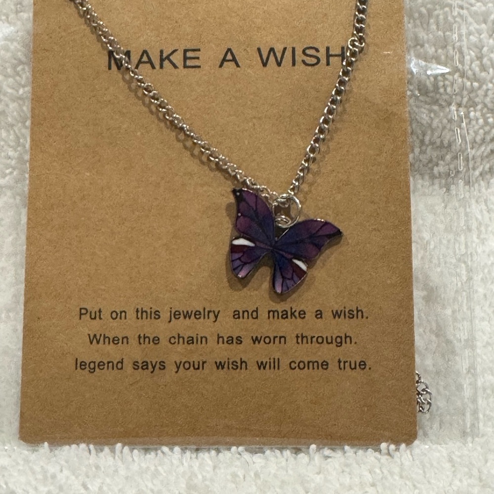Whimsical, Cute Make A Wish Butterfly Necklace